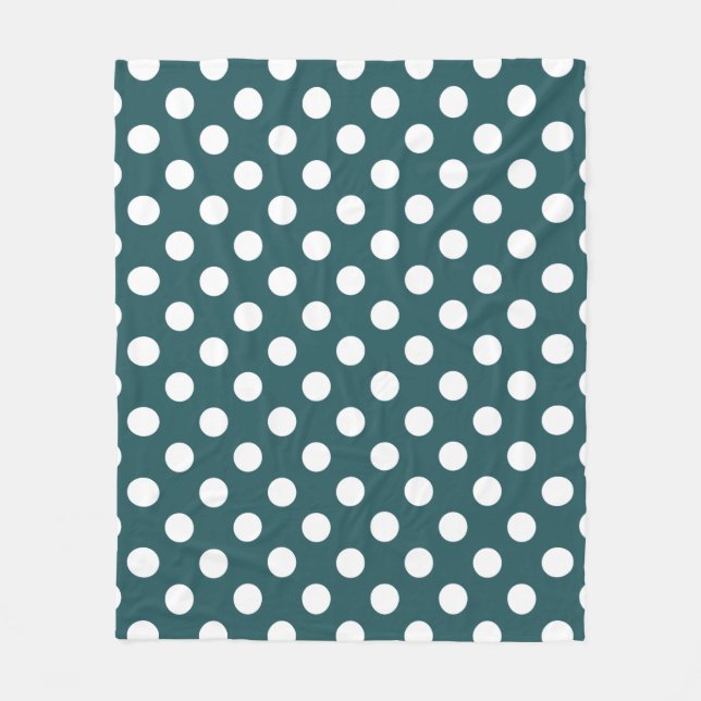 Couverture Polaire Pois blancs sur turquoise (Devant)