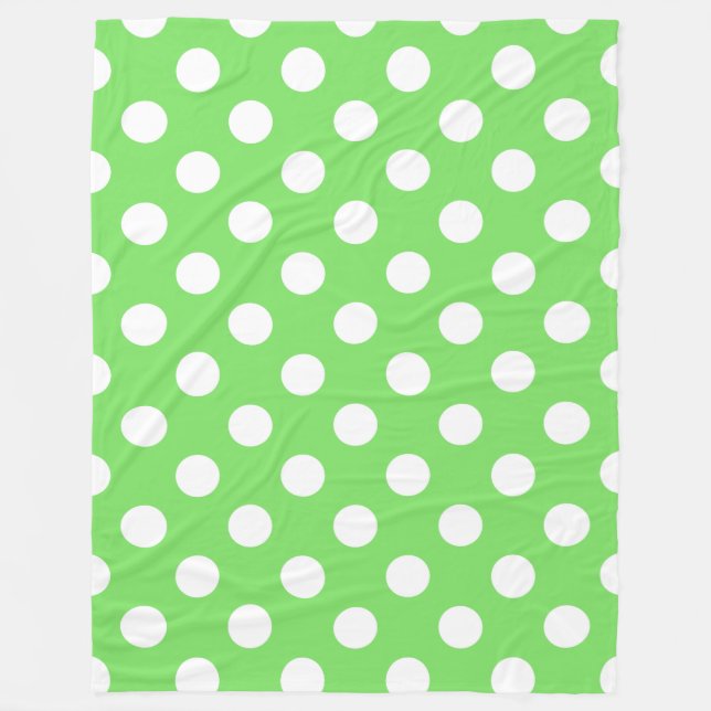 Couverture Polaire Pois blancs sur vert pomme (Devant)