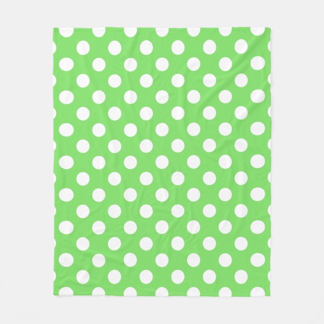 Couverture Polaire Pois blancs sur vert pomme (Devant)