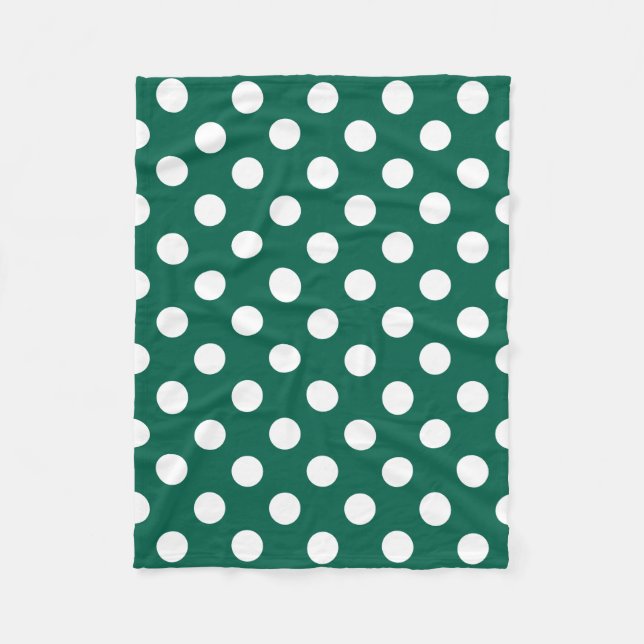 Couverture Polaire Pois blancs sur vert sauge (Devant)