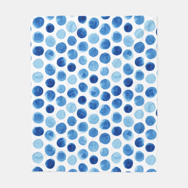Couverture Polaire Pois bleus, motif aquarelle sans couture. (Devant)