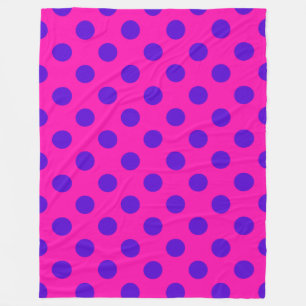 Couverture Polaire Pois bleus sur fuchsia