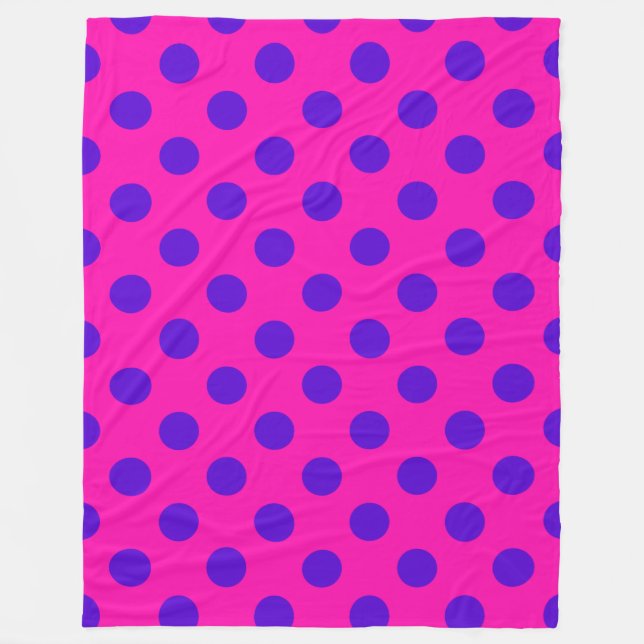 Couverture Polaire Pois bleus sur fuchsia (Devant)