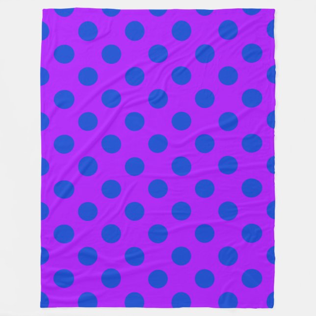 Couverture Polaire Pois bleus sur violet (Devant)