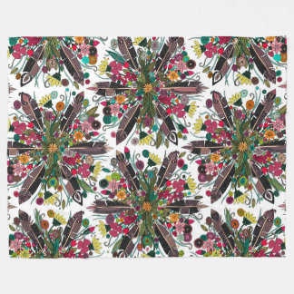 Couverture Polaire pois bohème blanc