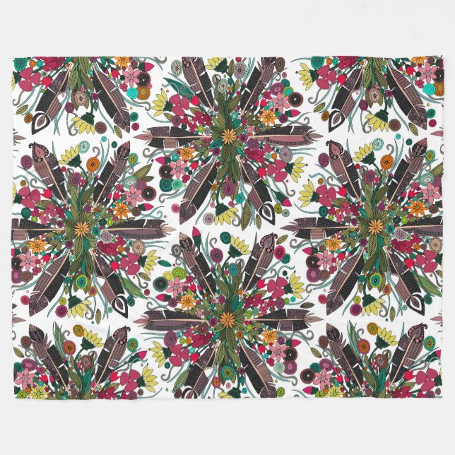 Couverture Polaire pois bohème blanc (Devant (Horizontal))