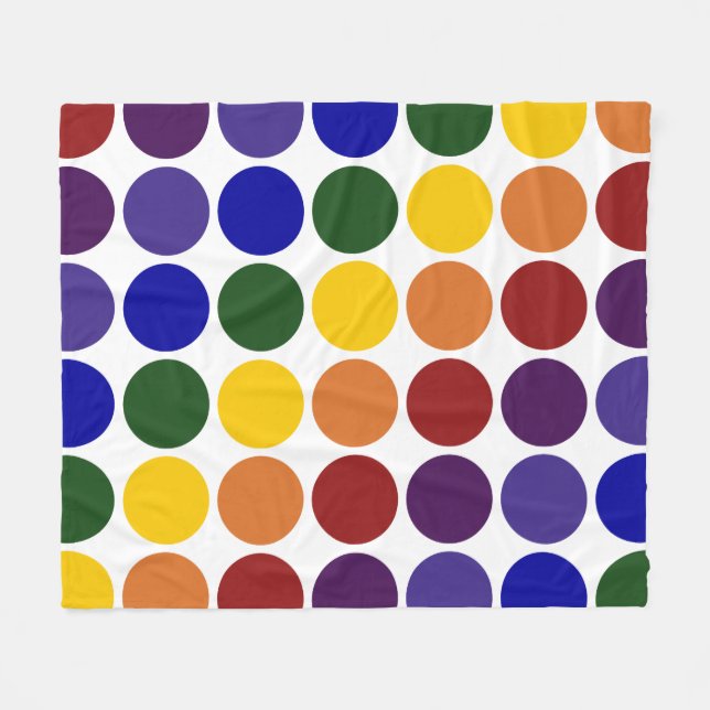 Couverture Polaire Pois d'arc-en-ciel sur le blanc (Devant (Horizontal))