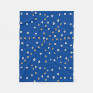 Couverture Polaire Pois d'argent et d'or sur bleu