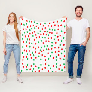 Couverture Polaire Pois de Noël vert et rouge
