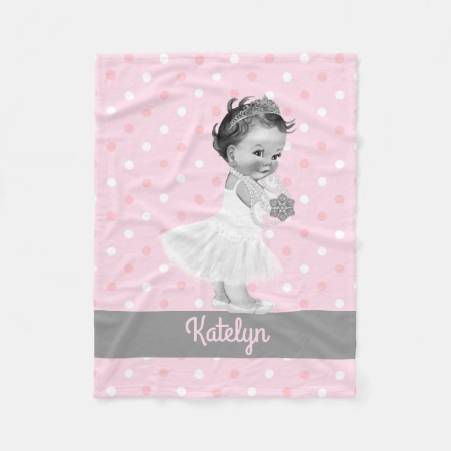 Couverture Polaire Pois de princesse Nursery Personalized Pink de (Devant)
