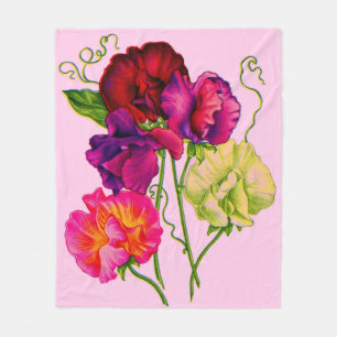 Couverture Polaire pois doux en violet et rose