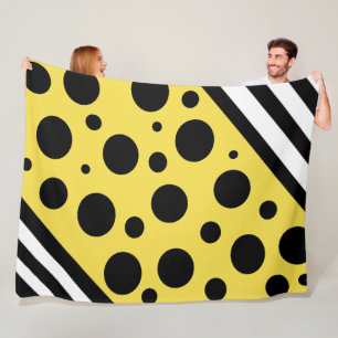 Couverture Polaire Pois et rayures jaunes et noirs