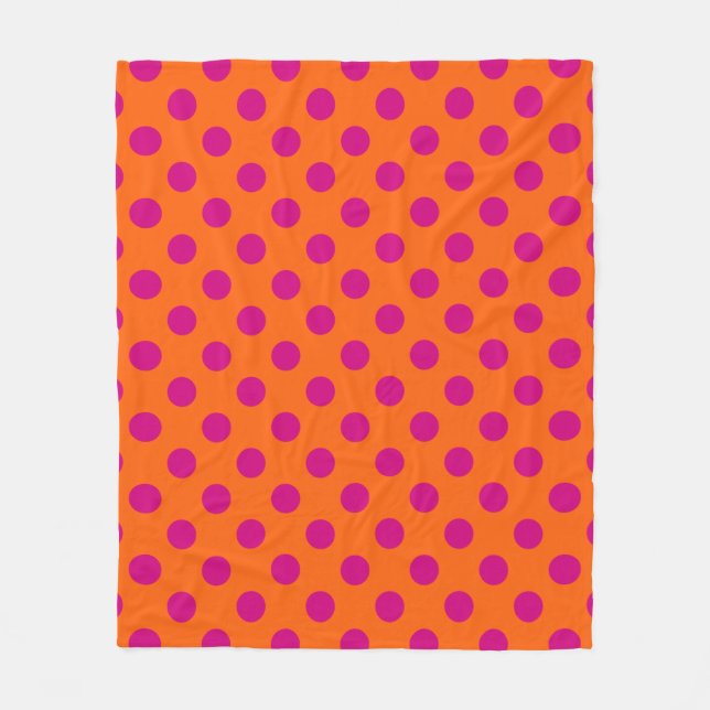 Couverture Polaire Pois Fuchsia orange (Devant)