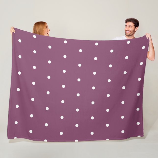 Couverture Polaire Pois géométriques blanc pourpre d'automne (En situation)