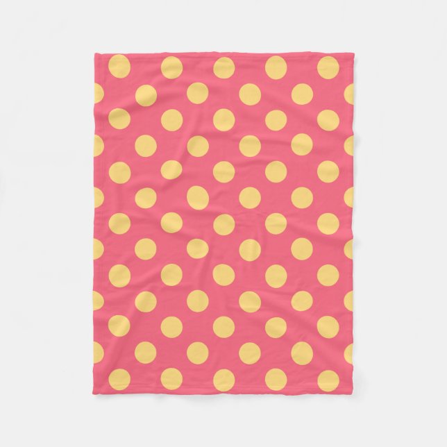 Couverture Polaire Pois jaunes sur corail (Devant)