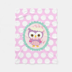 Couverture Polaire Pois mauve-clair d'hiver pourpre Girly de hibou