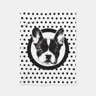 Couverture Polaire Pois mignon de visage de chien de bouledogue