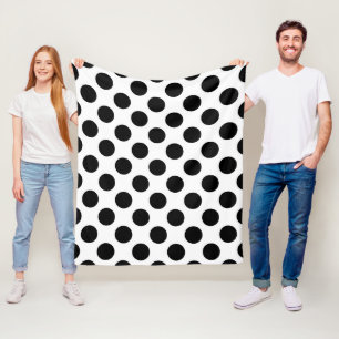 Couverture Polaire Pois, Motif Polka Dot, noir et blanc