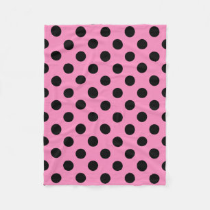 Couverture Polaire pois noirs en rose