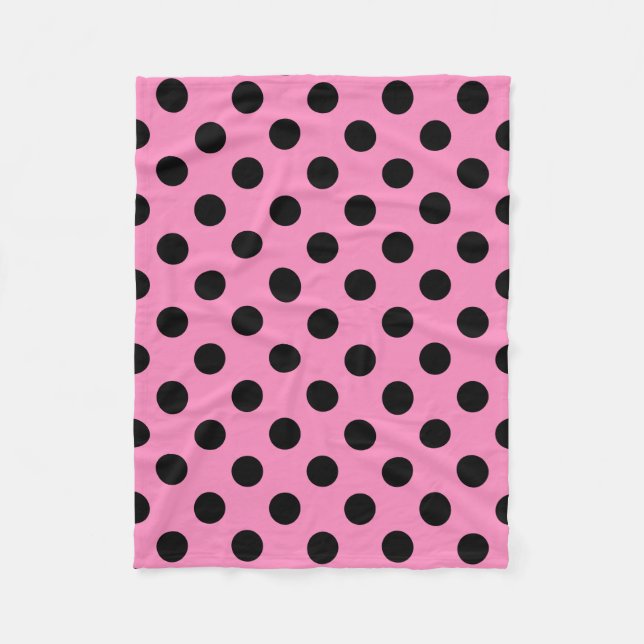 Couverture Polaire pois noirs en rose (Devant)