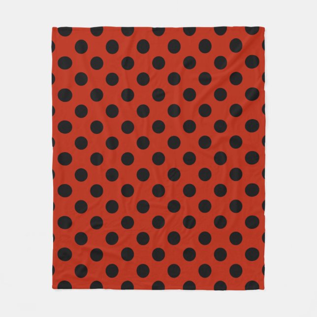 Couverture Polaire Pois noirs en rouge (Devant)