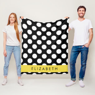 Couverture Polaire Pois noirs et blancs, pointillés, Votre nom
