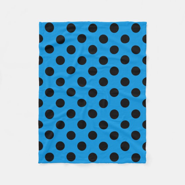 Couverture Polaire Pois noirs sur bleu ciel (Devant)