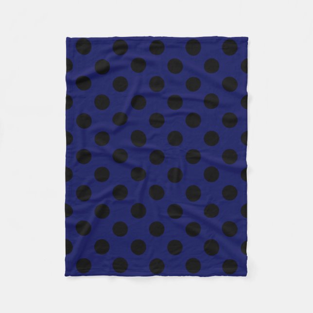 Couverture Polaire Pois noirs sur bleu marine (Devant)