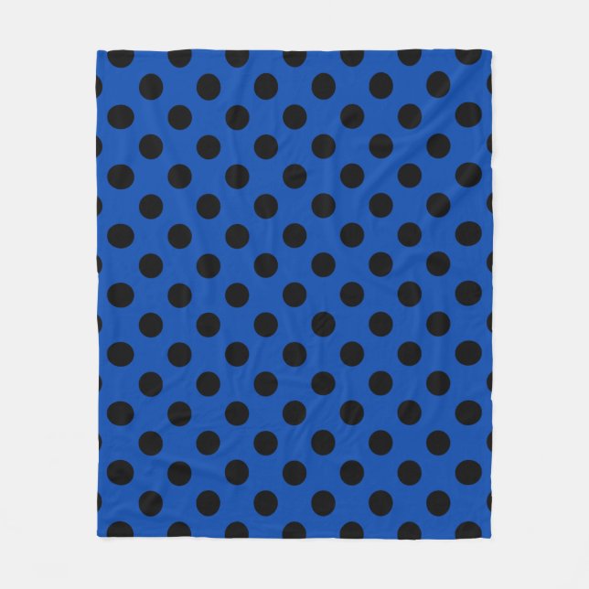 Couverture Polaire Pois noirs sur bleu royal (Devant)