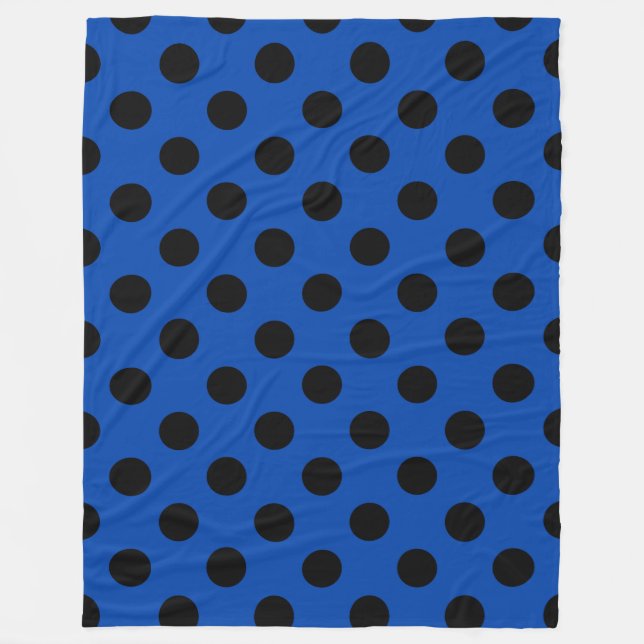 Couverture Polaire Pois noirs sur bleu royal (Devant)