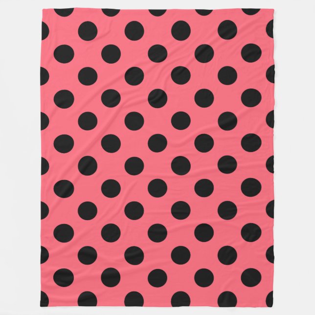 Couverture Polaire Pois noirs sur corail (Devant)