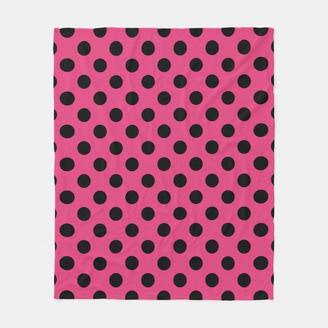 Couverture Polaire Pois noirs sur fuchsia (Devant)
