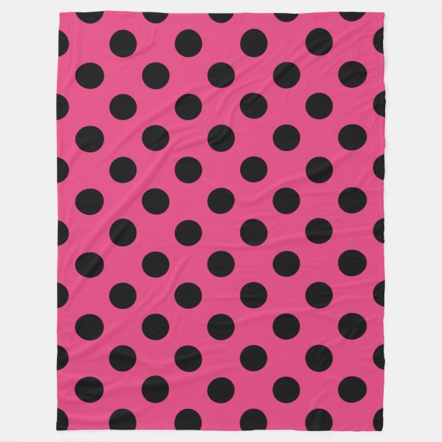 Couverture Polaire Pois noirs sur fuchsia (Devant)