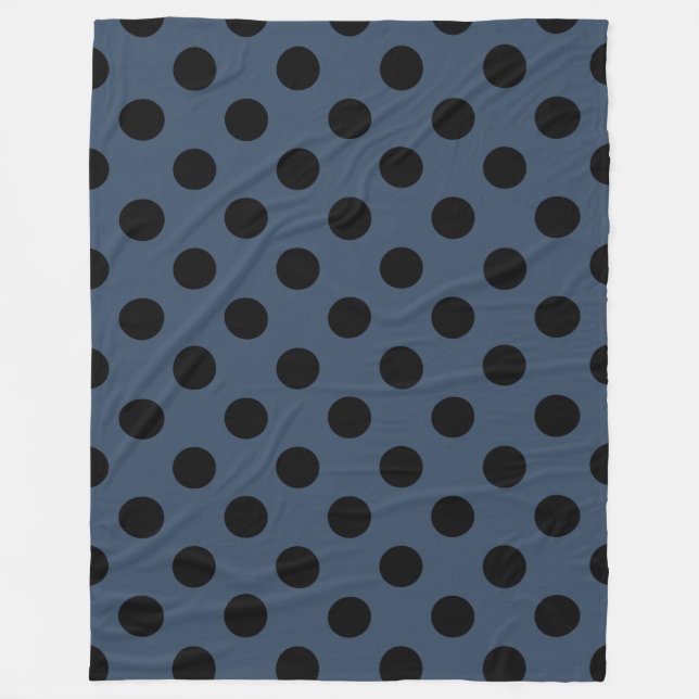 Couverture Polaire Pois noirs sur gris-bleu (Devant)