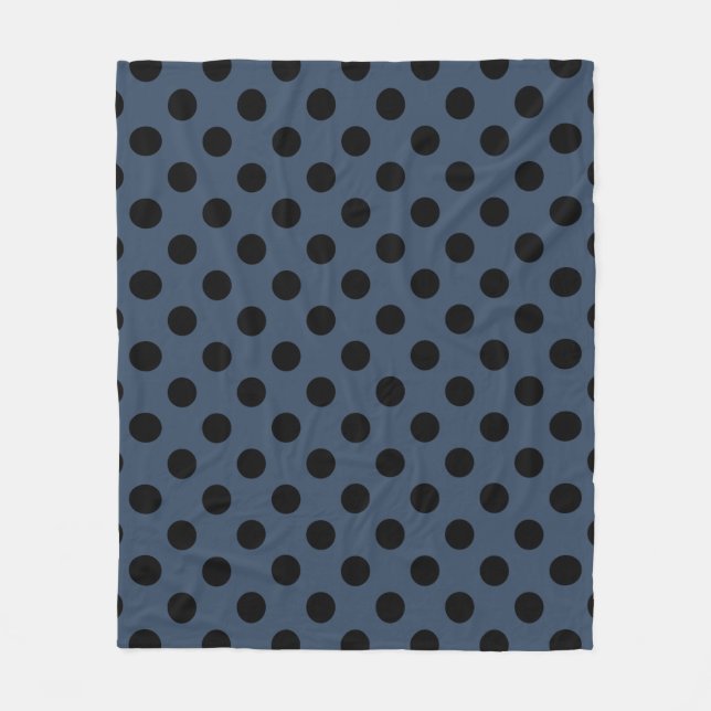 Couverture Polaire Pois noirs sur gris-bleu (Devant)