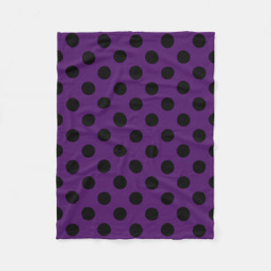 Couverture Polaire Pois noirs sur prune violette