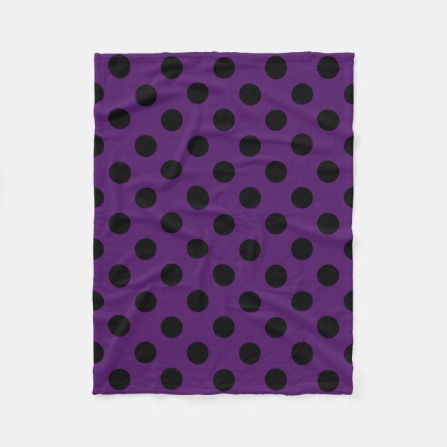 Couverture Polaire Pois noirs sur prune violette (Devant)