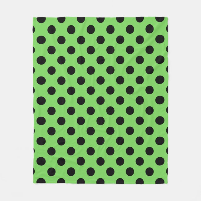 Couverture Polaire Pois noirs sur vert citron (Devant)