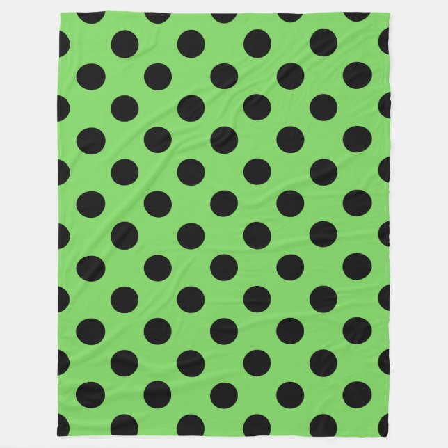 Couverture Polaire Pois noirs sur vert citron (Devant)