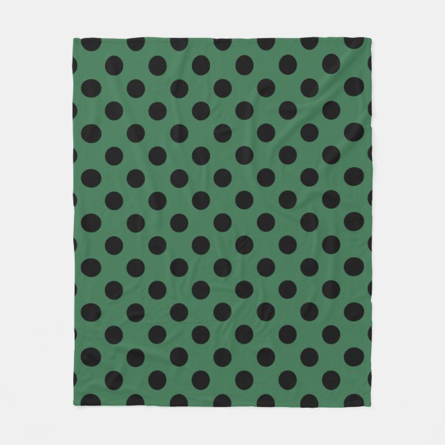 Couverture Polaire Pois noirs sur vert kelly (Devant)