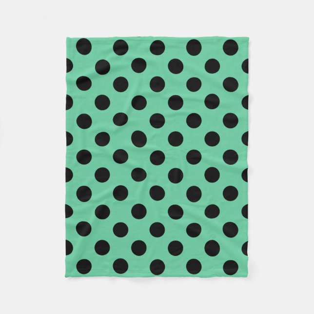 Couverture Polaire Pois noirs sur vert menthe (Devant)