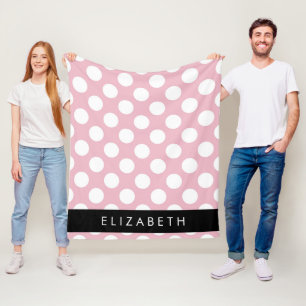 Couverture Polaire Pois roses, Motif Pointe Polka, Votre Nom