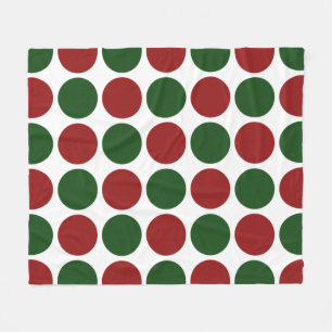 Couverture Polaire Pois rouges et verts en blanc