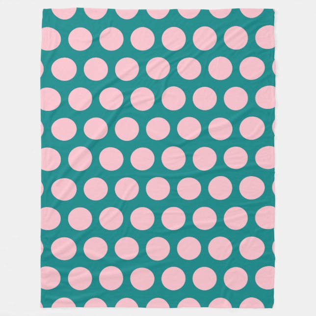 Couverture Polaire Pois turquoises et roses (Devant)