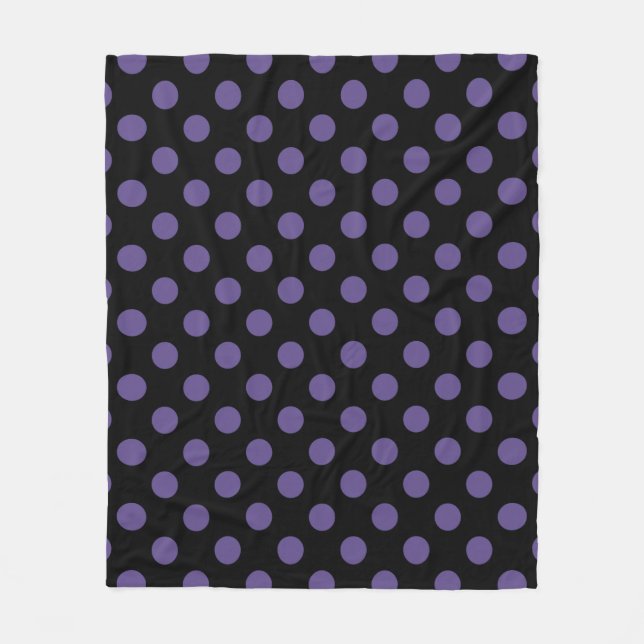 Couverture Polaire Pois ultra violets en noir (Devant)