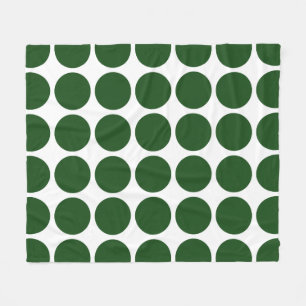 Couverture Polaire Pois verts en blanc