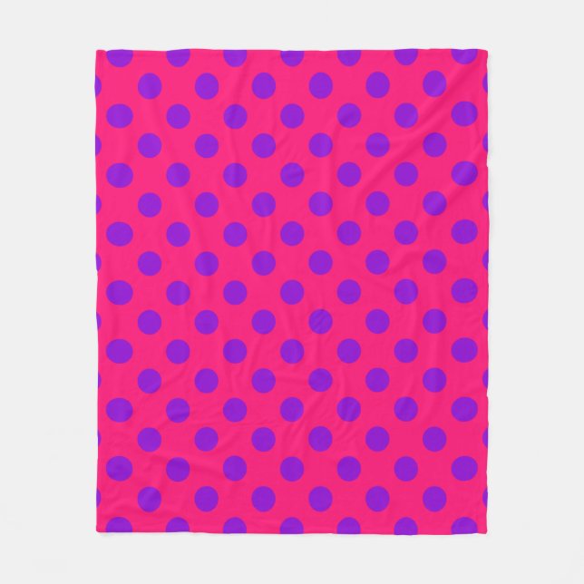 Couverture Polaire Pois violets sur cerise (Devant)