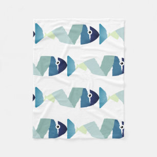 Couverture Polaire Poisson bleu de natation Abstraite
