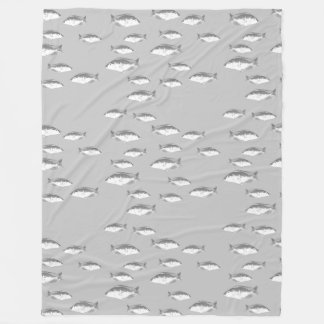 Couverture Polaire Poisson gris monochrome