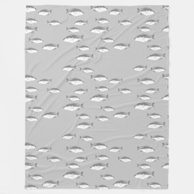 Couverture Polaire Poisson gris monochrome (Devant)